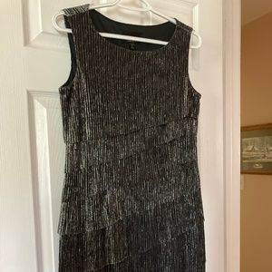Gray-black shimmery layered cocktail dress